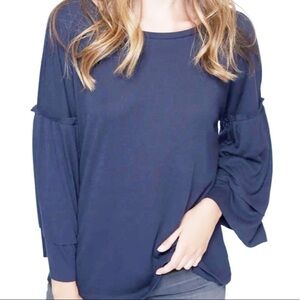 Sanctuary Navy Blue Rosamund Knit Bell-Sleeve Top Size small New with tags
